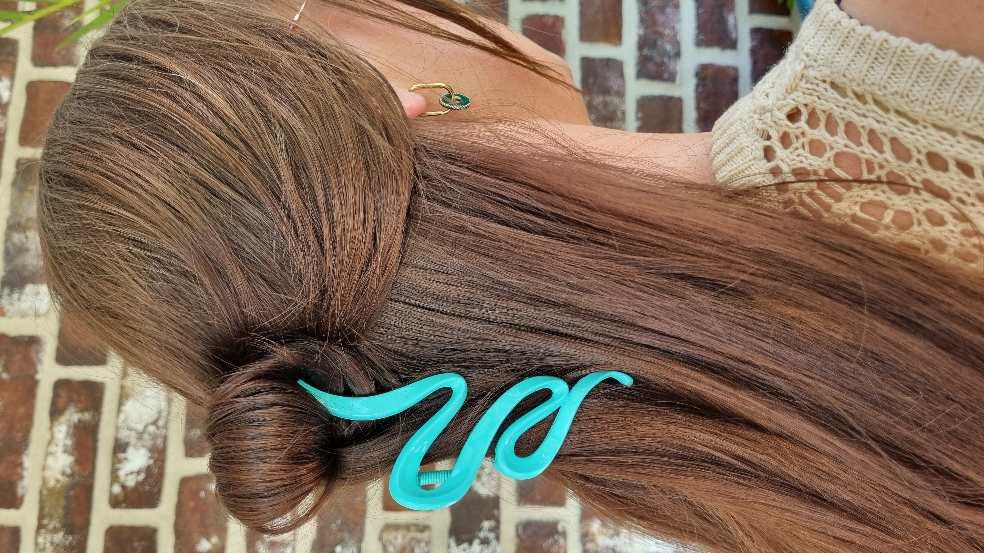 Haar klem klip turquosie krul geit boerin