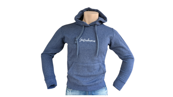 Hoodie blauw grijs azuur geit boerin wit sweater