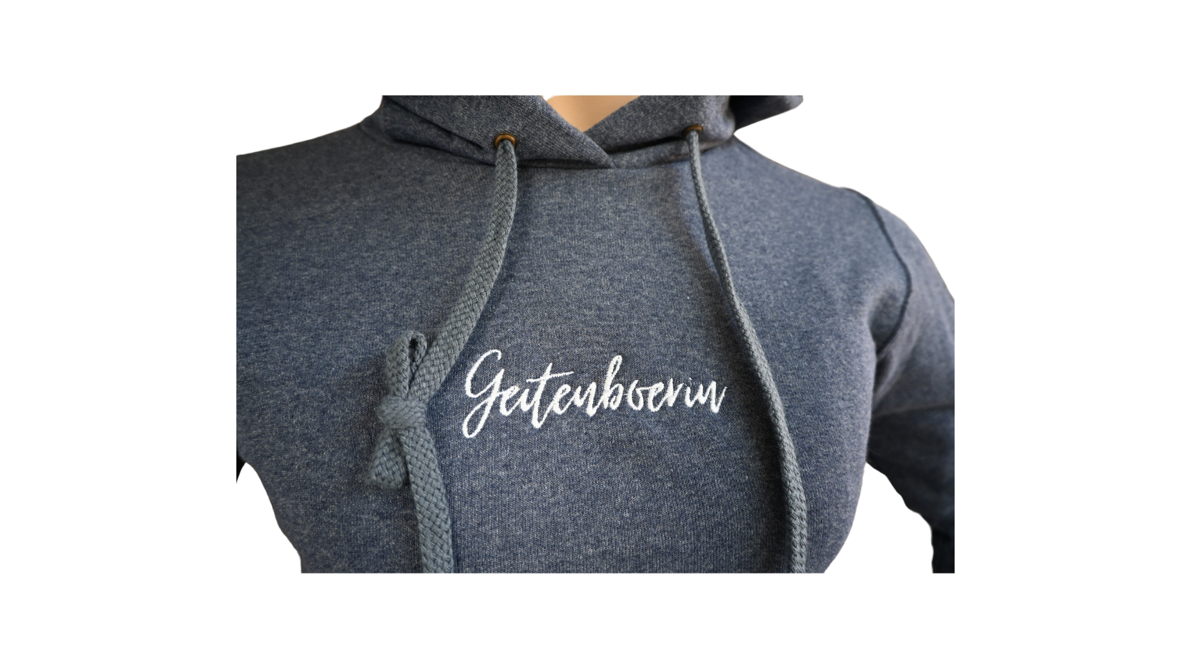 Hoodie blauw grijs azuur geit boerin wit tekst stijlvolle