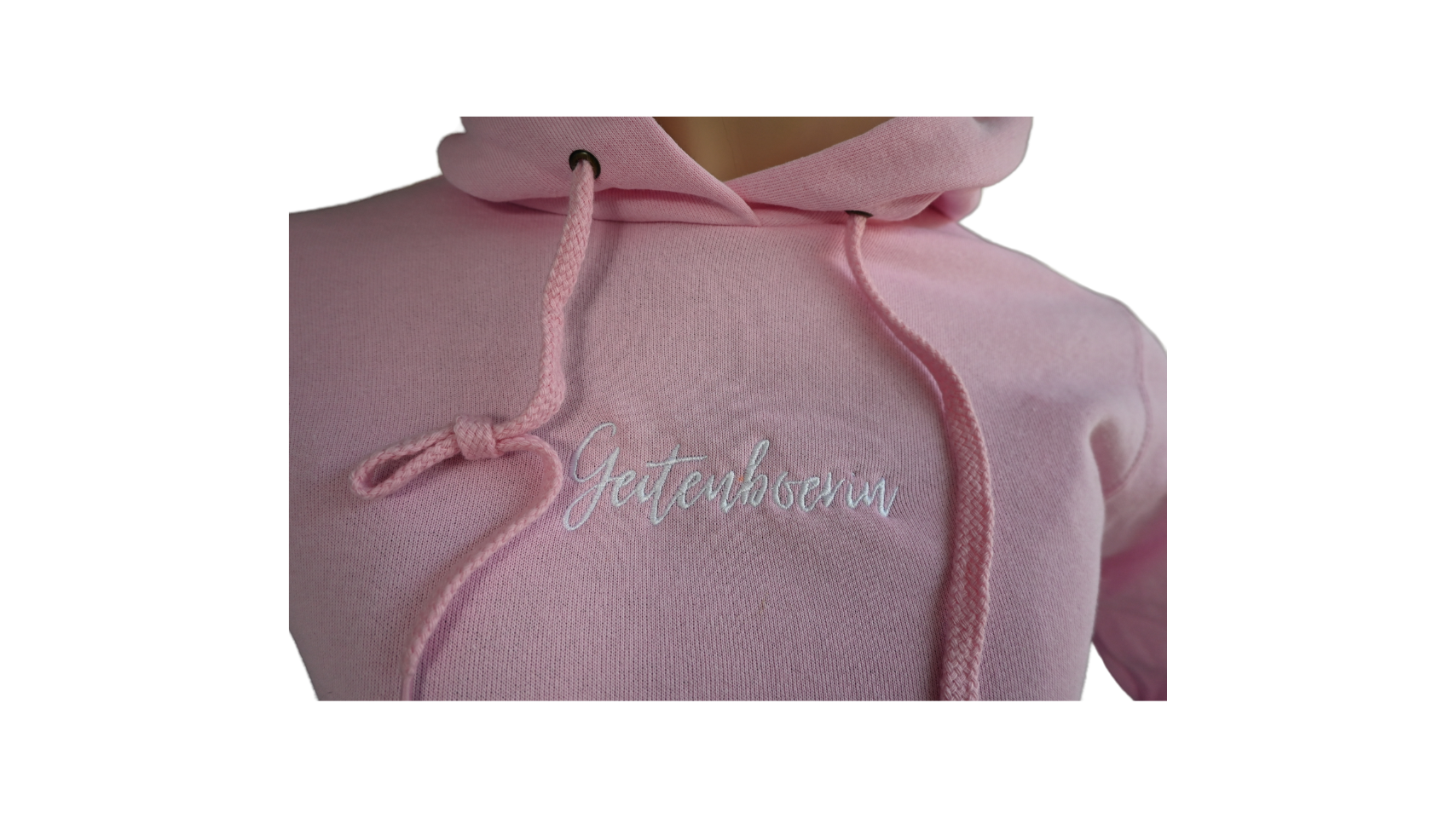Hoodie roze geit boerin wit sweater capuchon