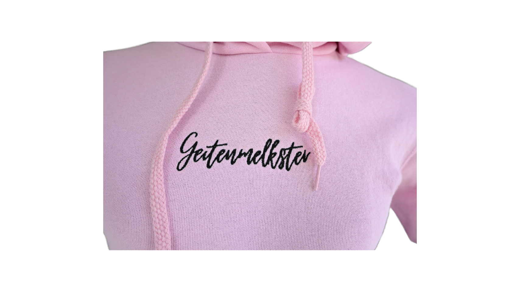 Hoodie roze geitenmelkster geit boerin zwart capuchon