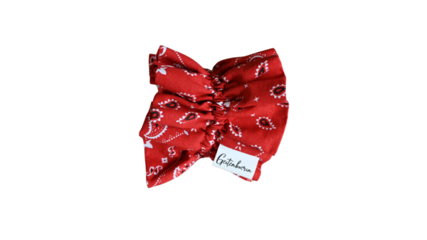 Pols scrunchie knot rood paisley print geit boerin boerenzakdoek