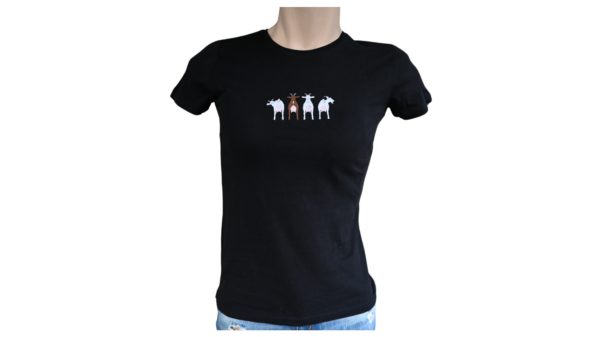 T-shirt geitenboerin geiten bruin wit uier melkgeiten ronde hals