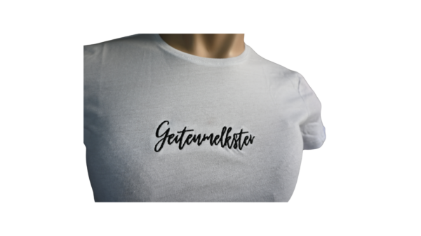 t-shirt geitenmelkster geit boerin zwart ronde hals zwart