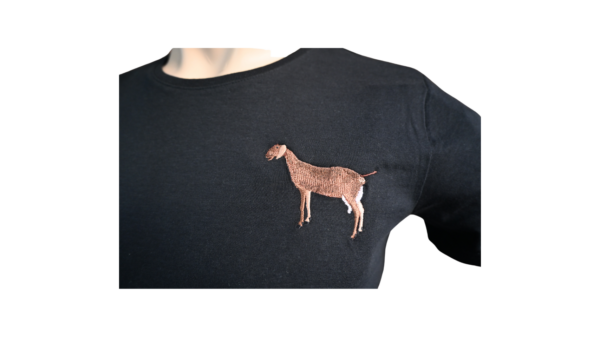 t-shirt geitenras nubische geit boerin ronde hals zwart